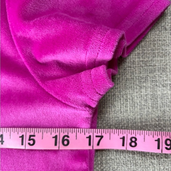 Juicy Couture Magenta Pink Velour Sleepwear Rhinestone Logo Tee Shorts Bling M - Picture 6 of 13